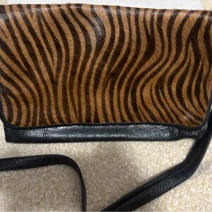 Vintage Zebra Print Italian Leather Bag